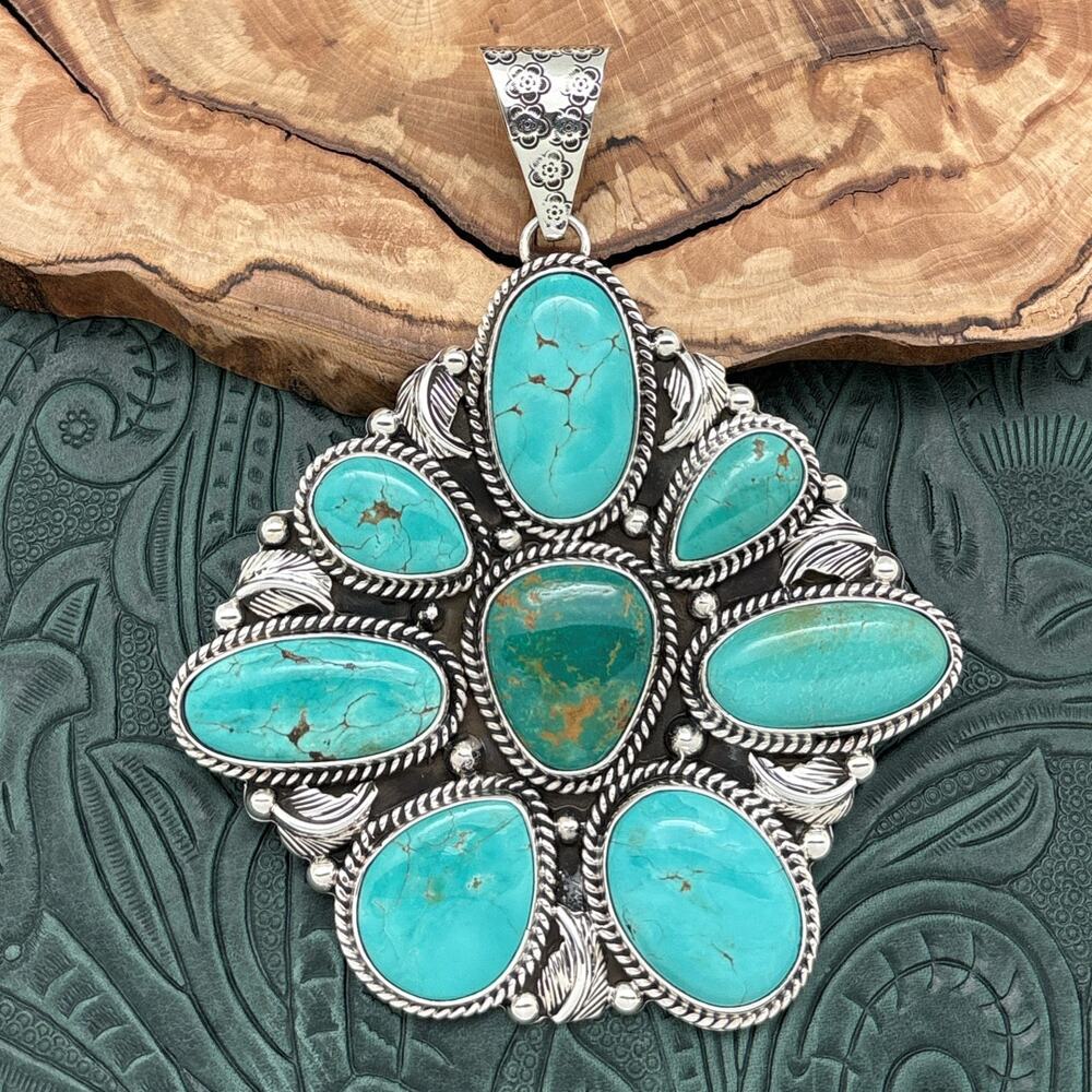 HESPERA x JESUS VEGA Sterling Silver & Turquoise Extra Large Cluster Pendant